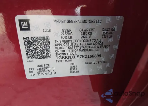 2019 GMC Acadia Denali z USA, uszkodzony, nr VIN 1GKKNXLS7KZ168608